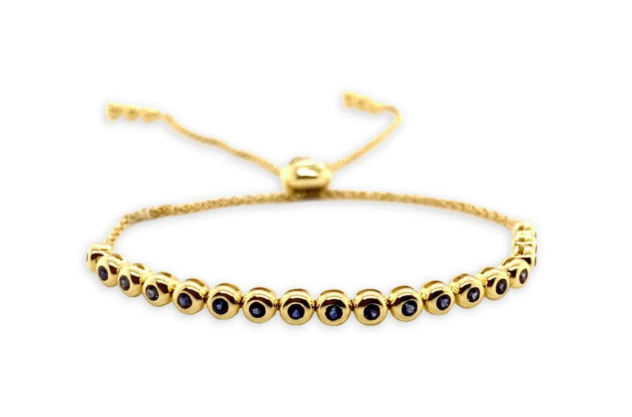 Bracelet 14kt Gold Adjustable with Bezel Gemstones