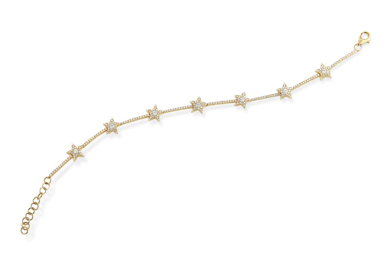 Bracelet 14kt Gold Stars & Diamonds