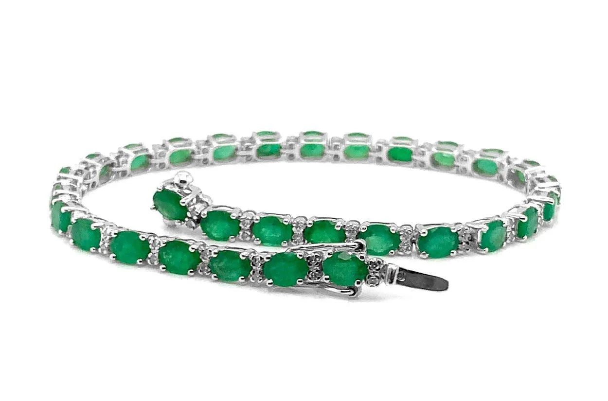 Bracelet 18kt White Gold Emeralds & Diamonds