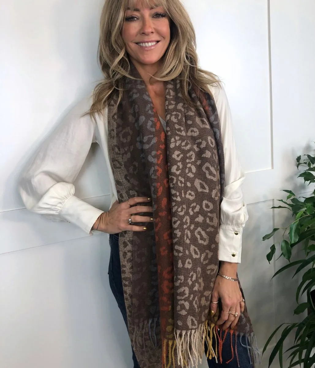 Brown Animal Print Soft Scarf