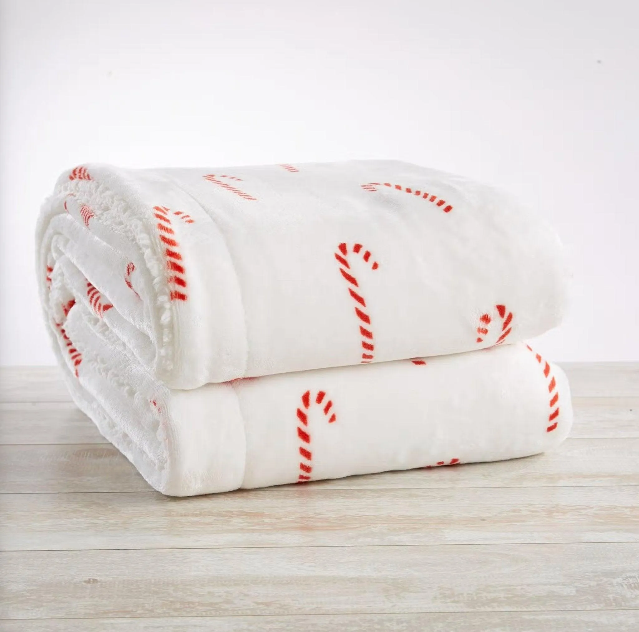 Candy Cane Sherpa Throw Blanket