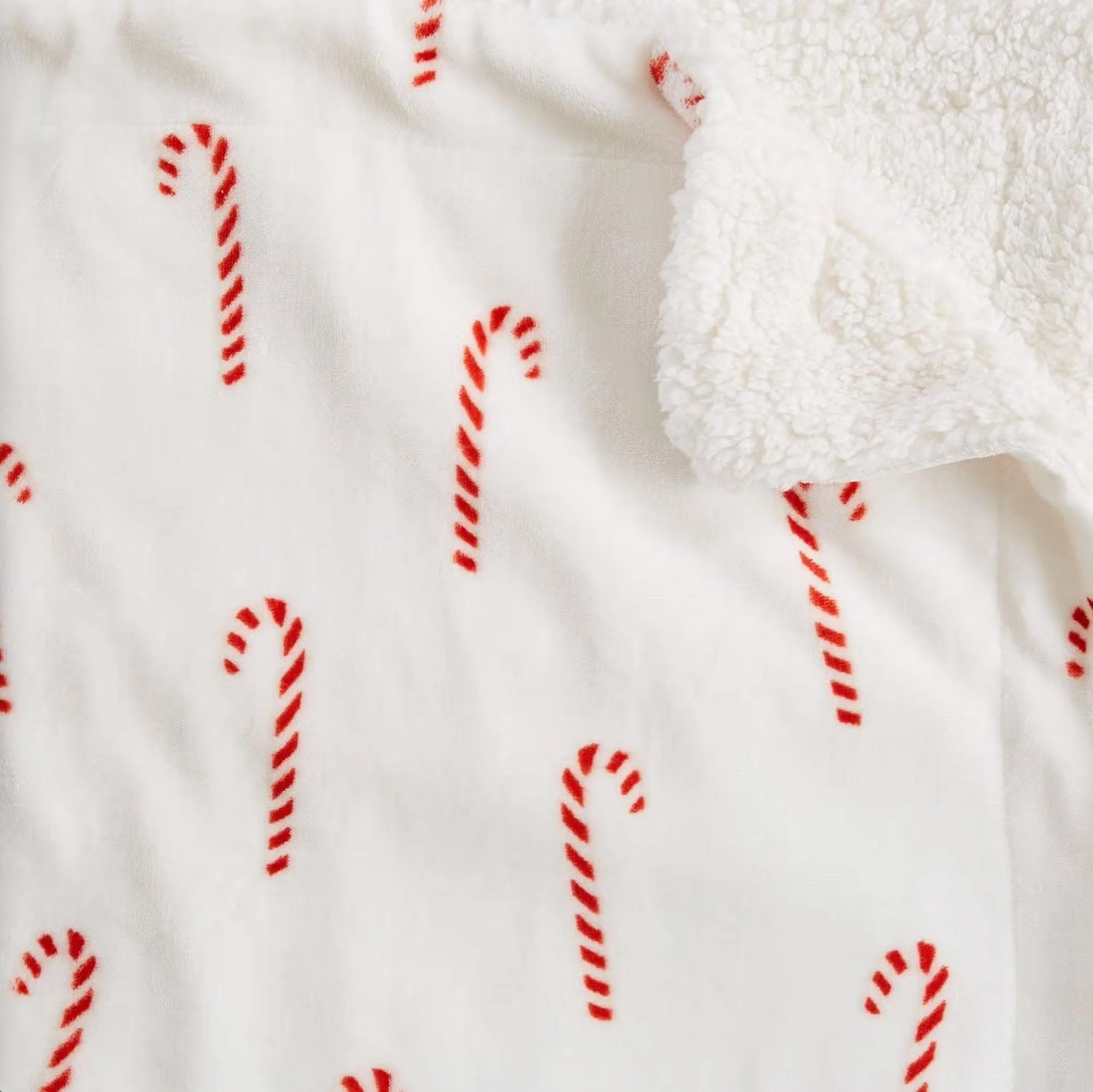 Candy Cane Sherpa Throw Blanket