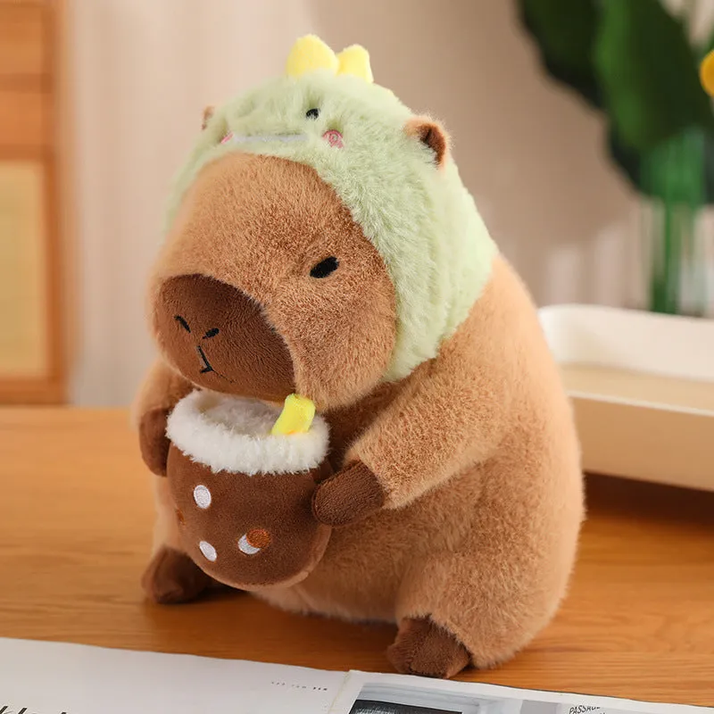 Capybara Drinking Boba Huggable Plushie