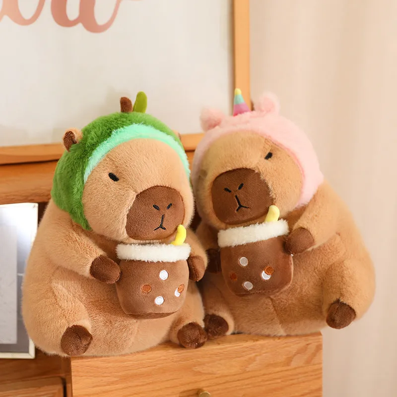 Capybara Drinking Boba Huggable Plushie