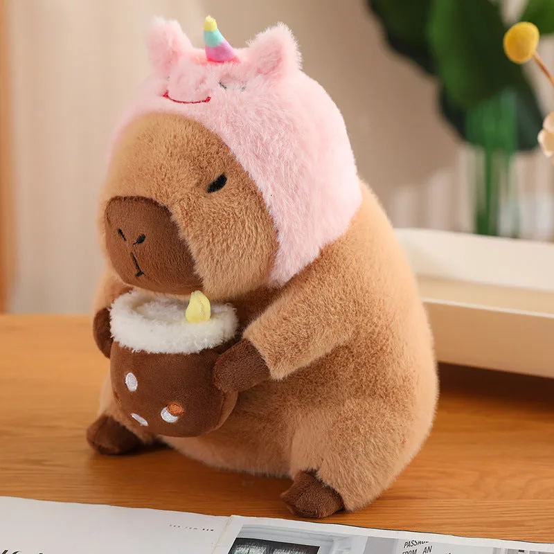 Capybara Drinking Boba Huggable Plushie