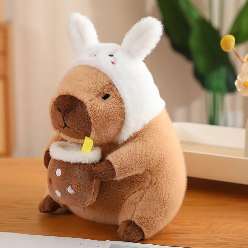 Capybara Drinking Boba Huggable Plushie