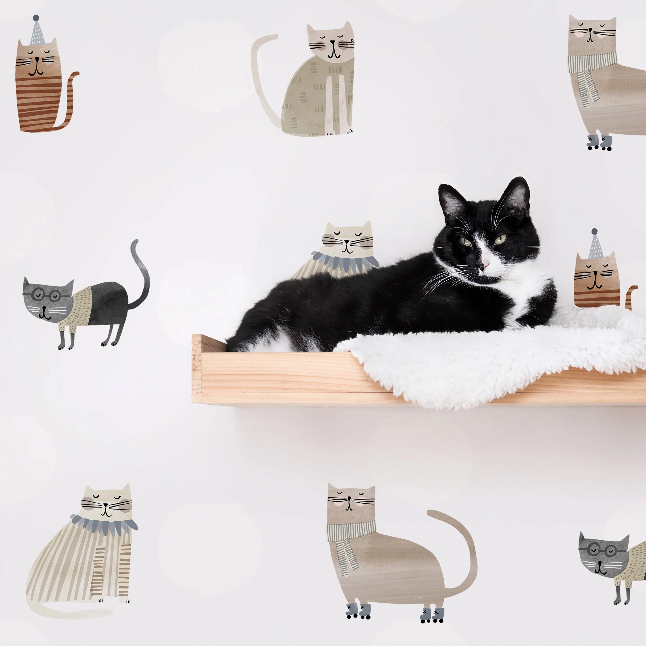 Cat Toss Wall Decal Set - Latte