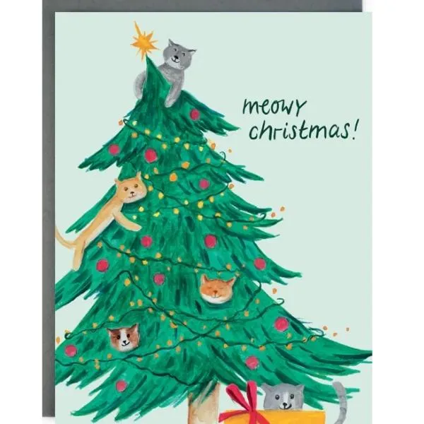 Cats in Tree Christmas Card