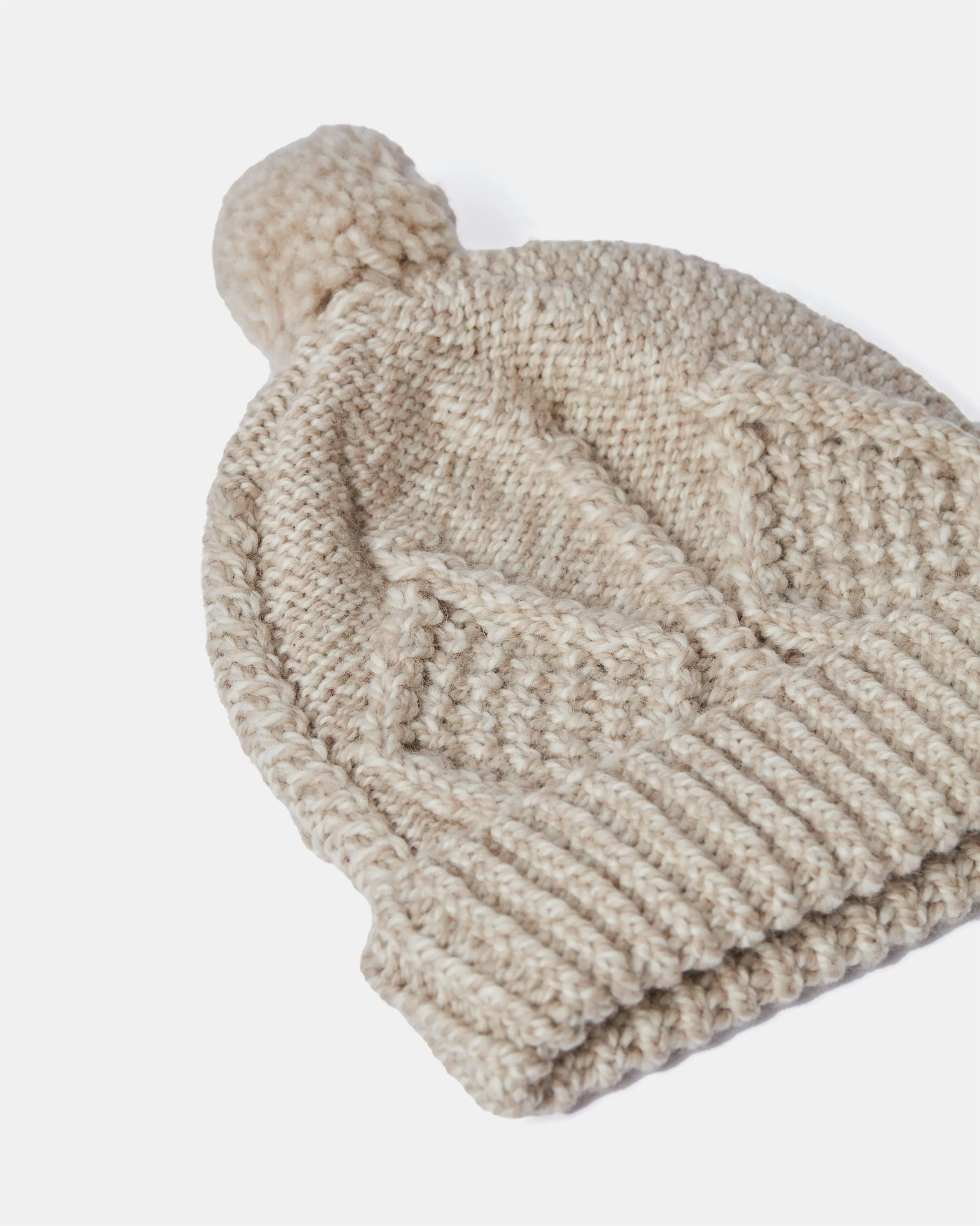 Childs Aran Ski Hat - Oatmeal