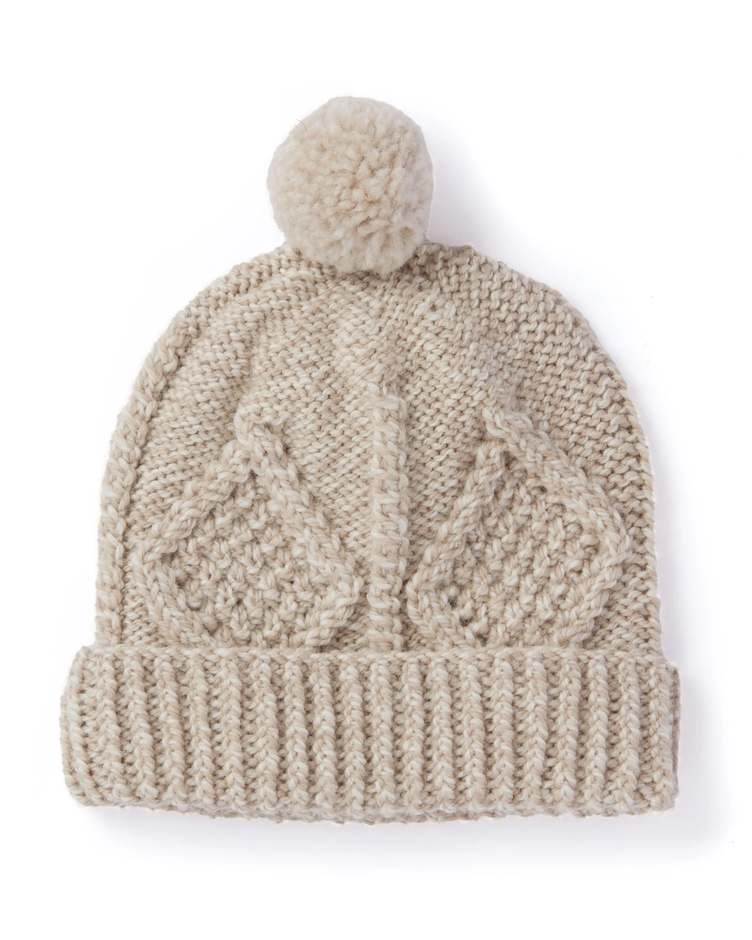 Childs Aran Ski Hat - Oatmeal