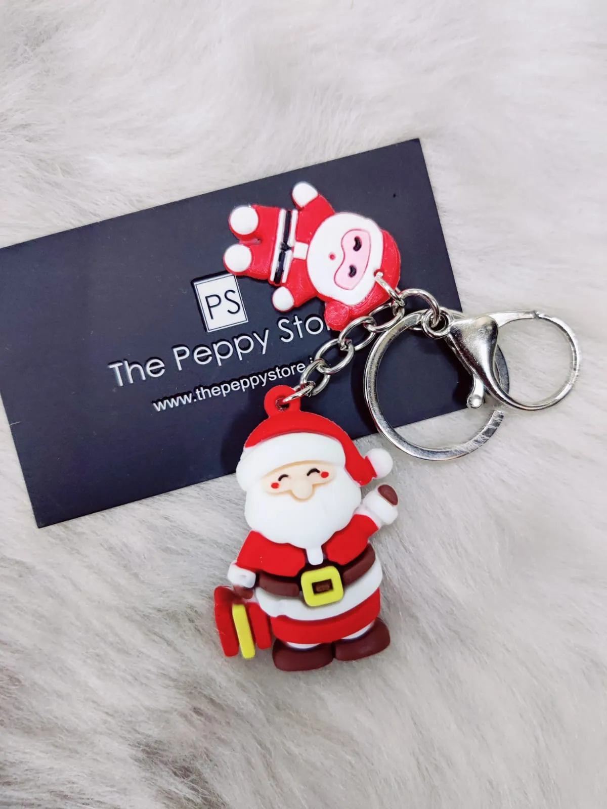 Christmas 3D Silicon Keychain With Bagcharm (Select From Drop Down Menu)