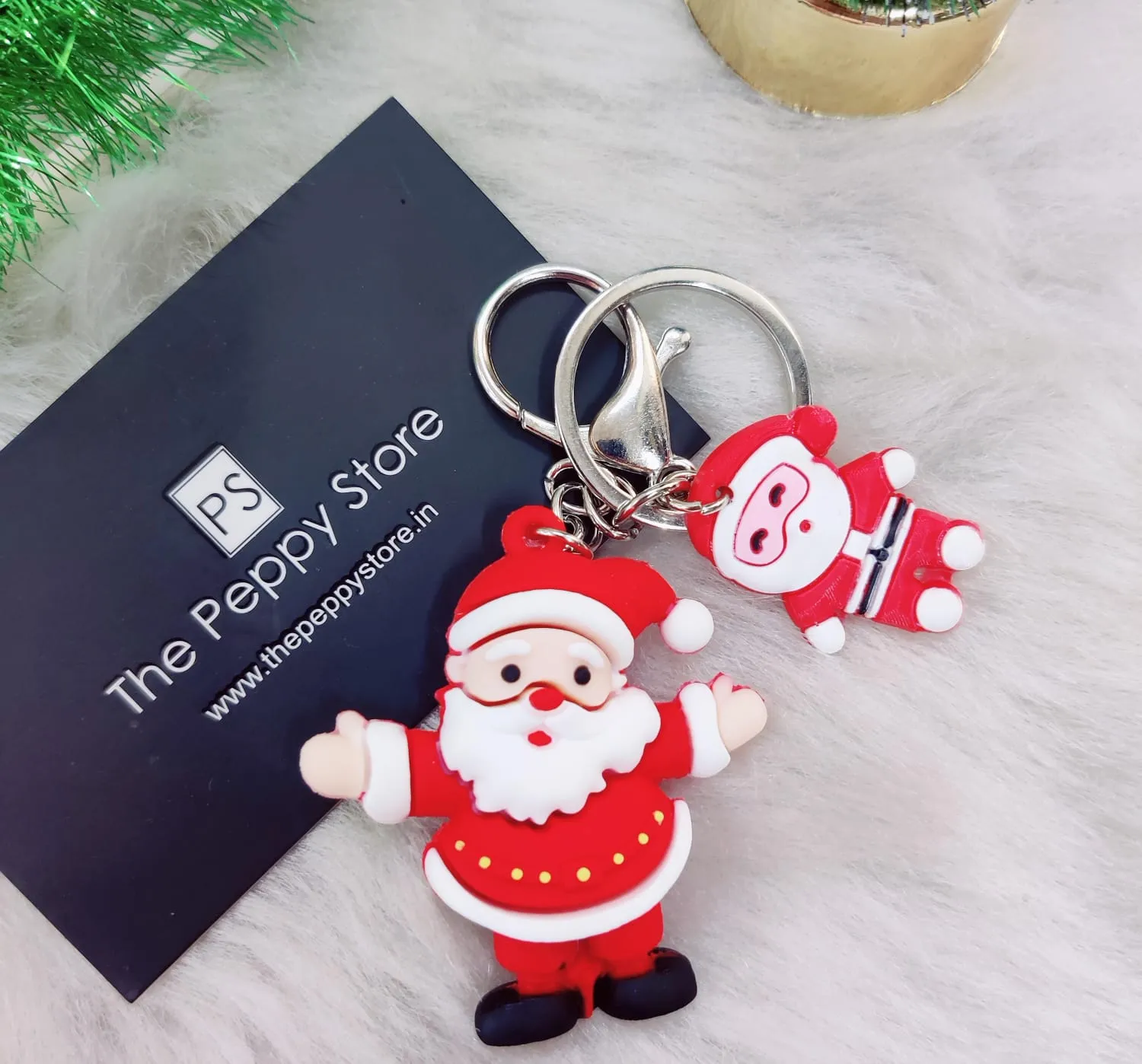 Christmas 3D Silicon Keychain With Bagcharm (Select From Drop Down Menu)