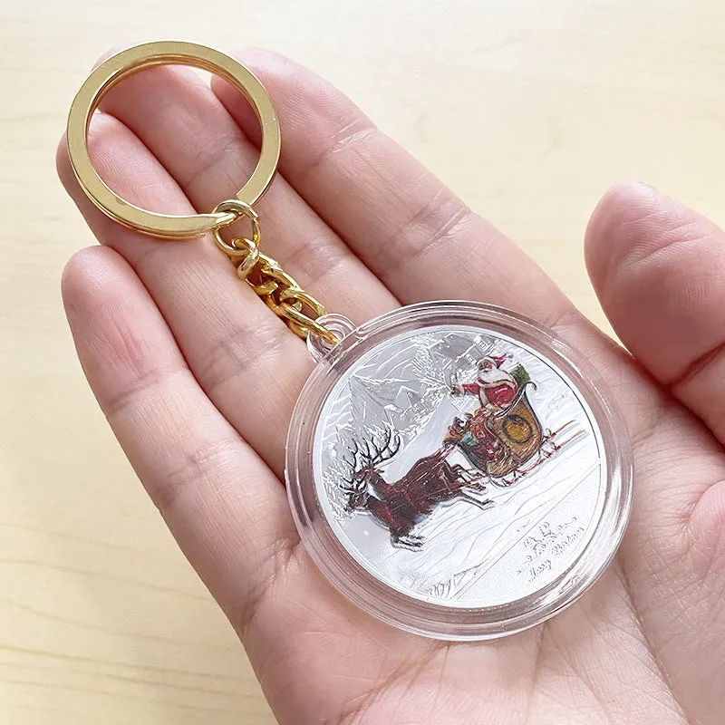 Christmas badge keychain