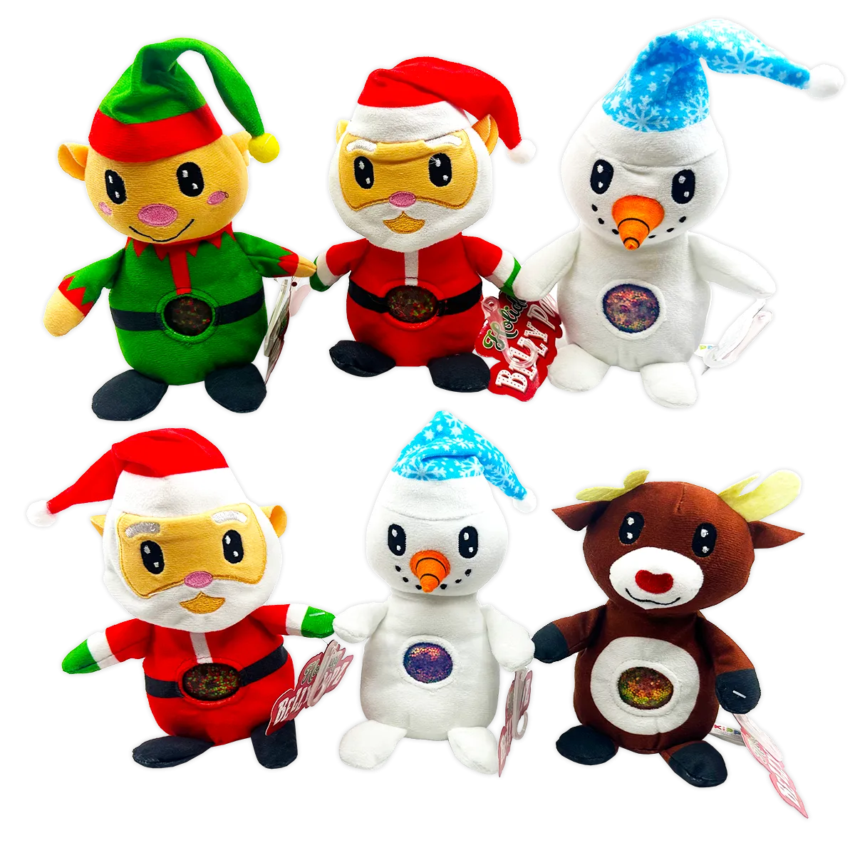 Christmas Belly Popz Plush Toy - 6 Pieces Per Display 24200