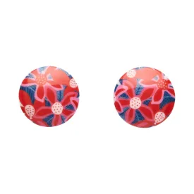 Christmas Bush Rounded Stud Earrings - Red