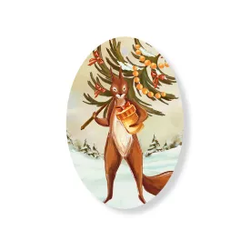 Christmas Decorations CHEWY XMAS- Wooden Xmas Oval Decoration and Fridge Magnet