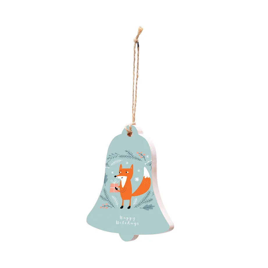 Christmas Decorations FOXY PRESENTS- Wooden Xmas Bell And Fridge Magnet