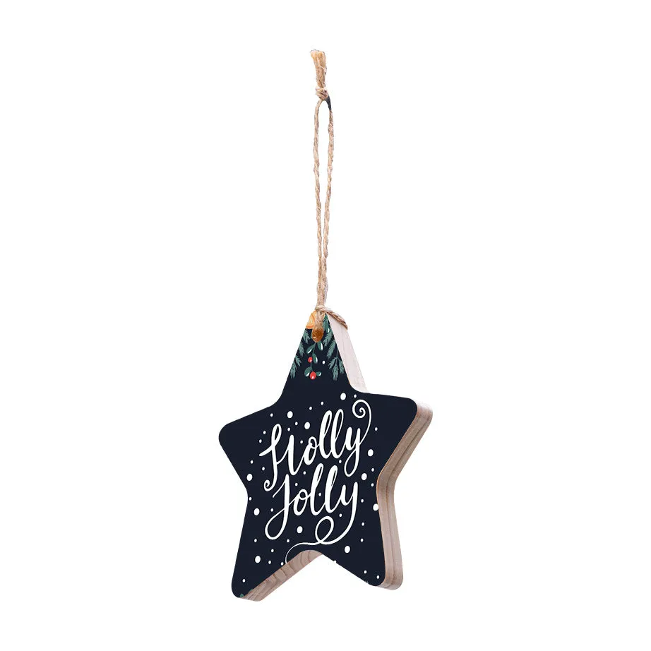 Christmas Decorations HOLLY JOLLY II- Wooden Xmas Star And Fridge Magnet