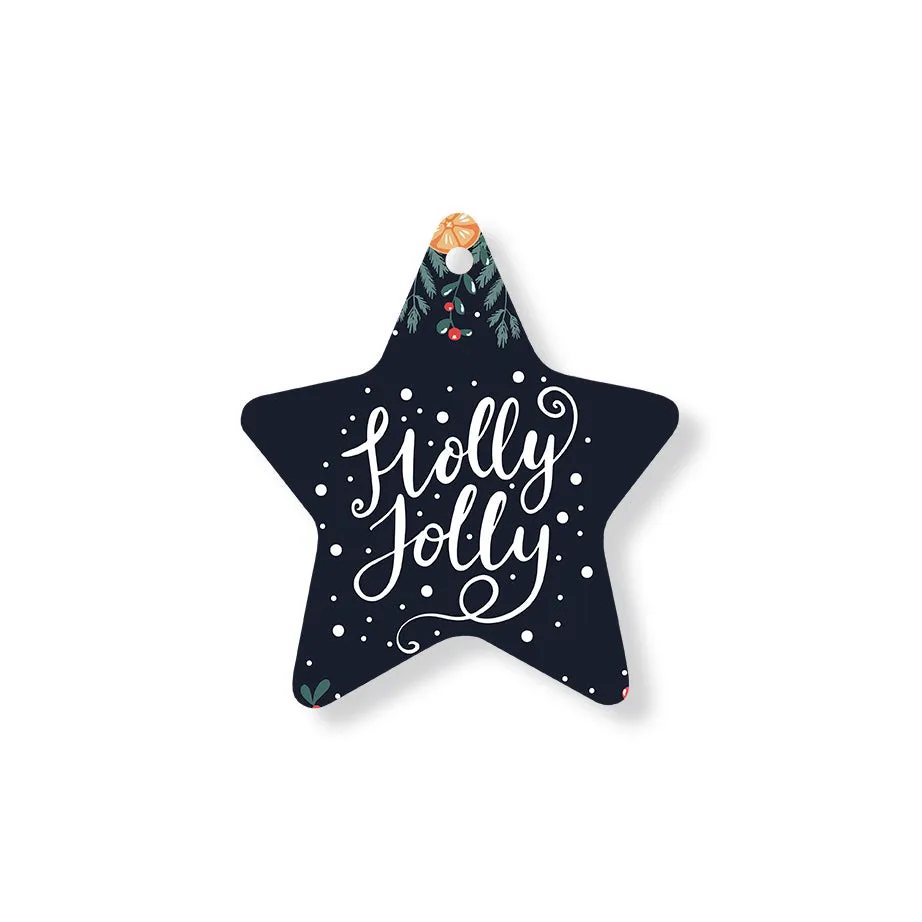 Christmas Decorations HOLLY JOLLY II- Wooden Xmas Star And Fridge Magnet