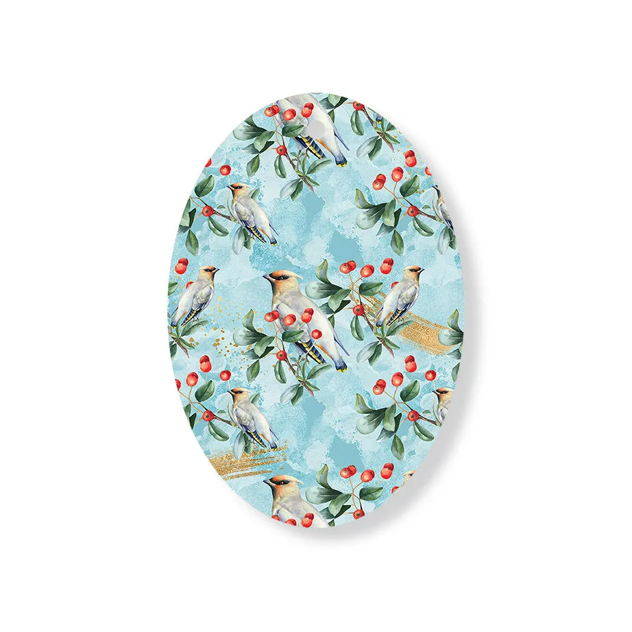 Christmas Decorations HOLLY JOLLY- Wooden Xmas Oval Decoration and Fridge Magnet