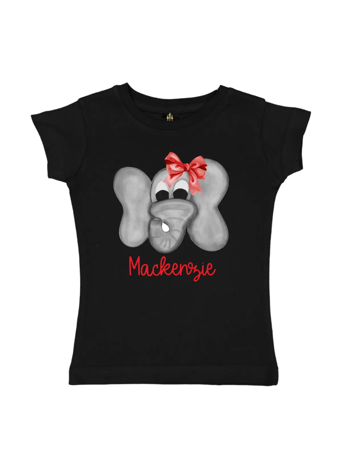 Christmas Elephant Girls Shirt - Black