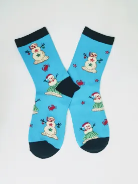 Christmas in July Snowman Crew Socks