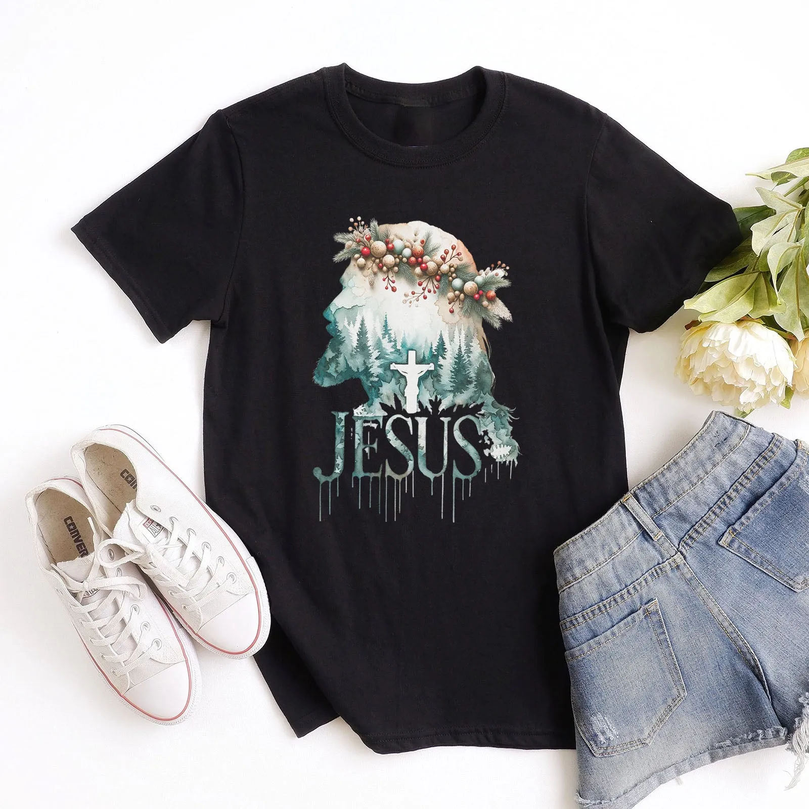 Christmas Jesus Watercolor Tee