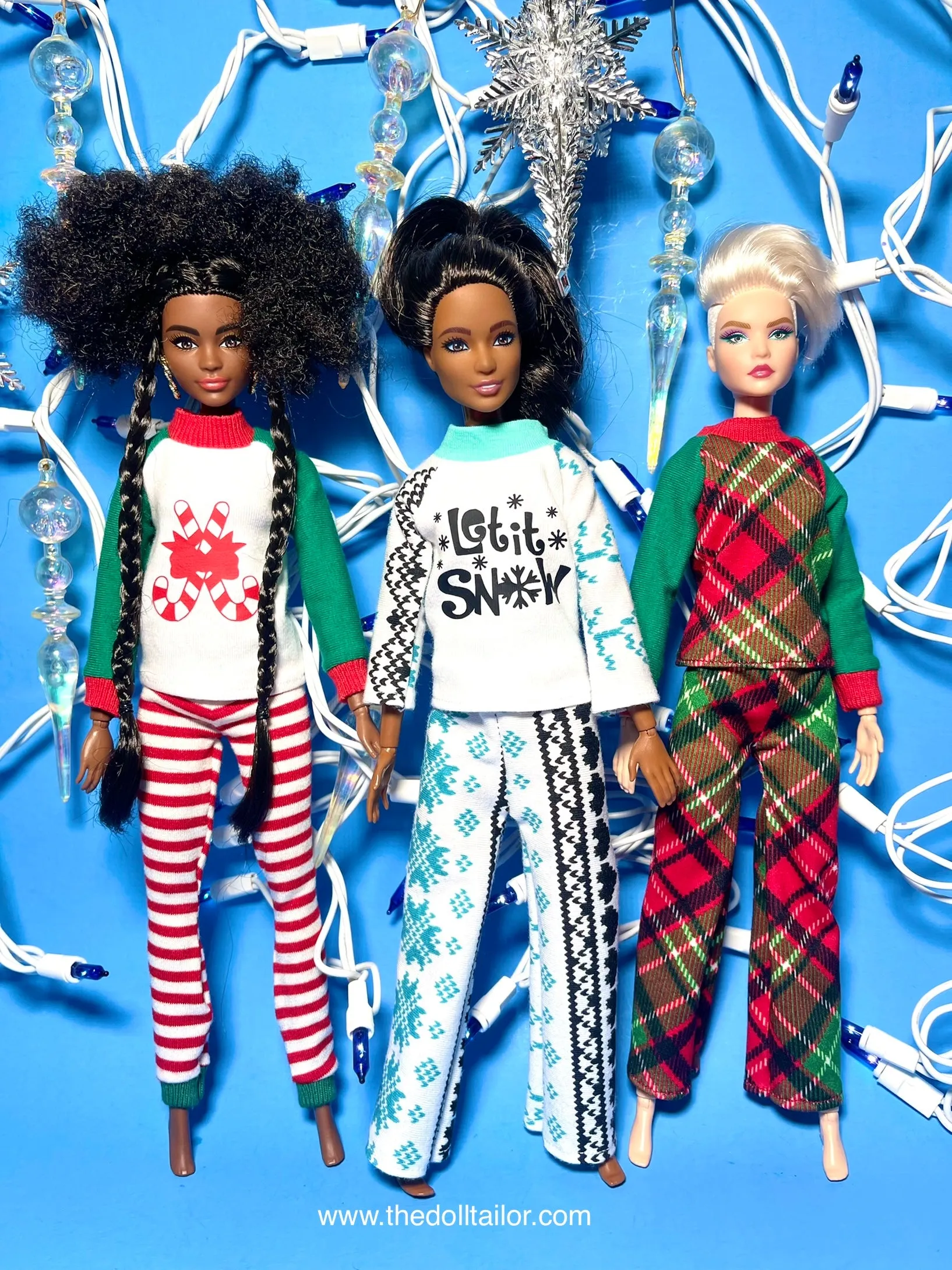 Christmas pajamas for fashion dolls 11.5” Christmas sleepwear set