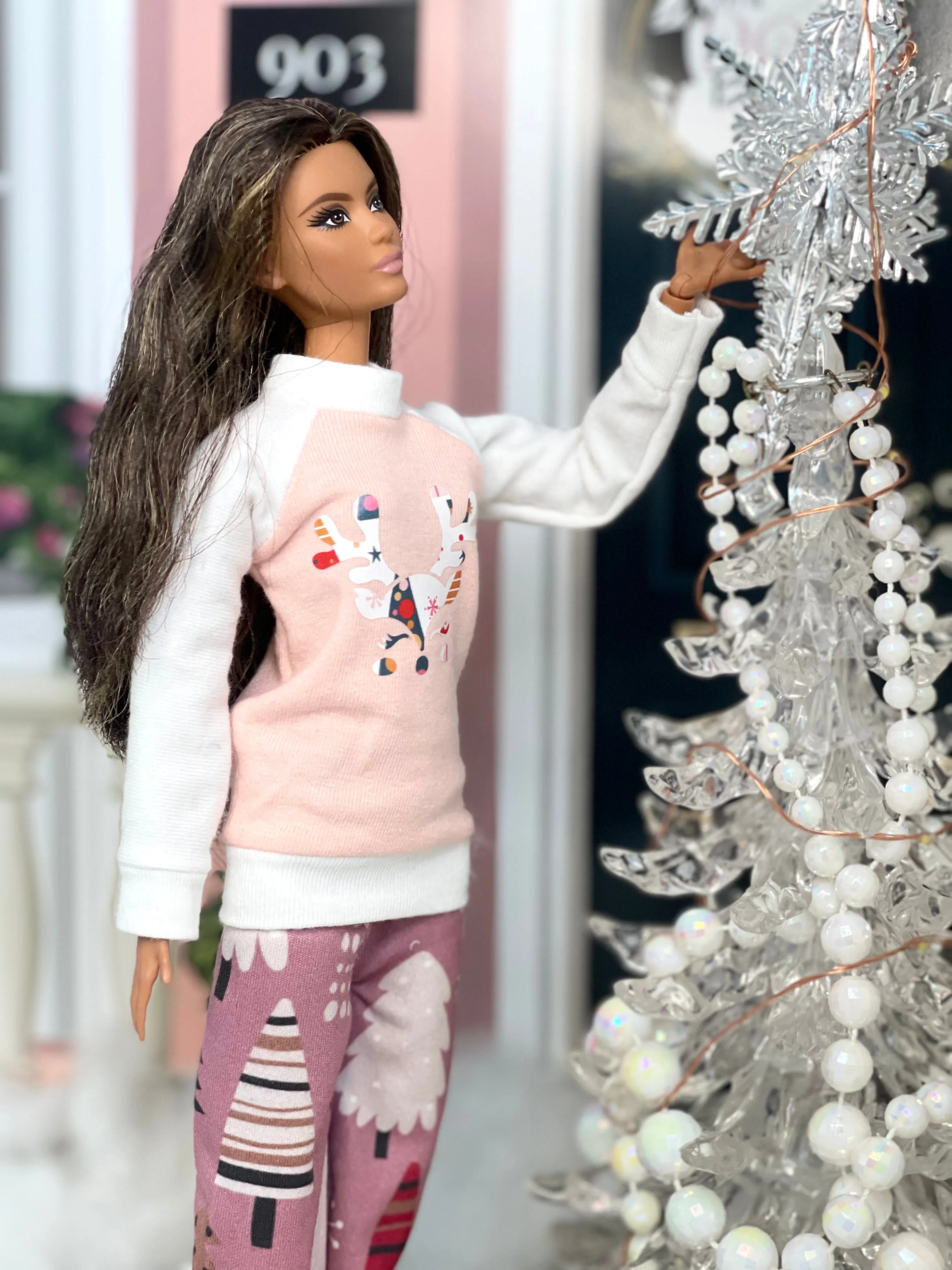 Christmas pajamas for fashion dolls 11.5” Christmas sleepwear set