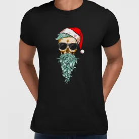 Christmas Santa Hipster Skull With The Glasses