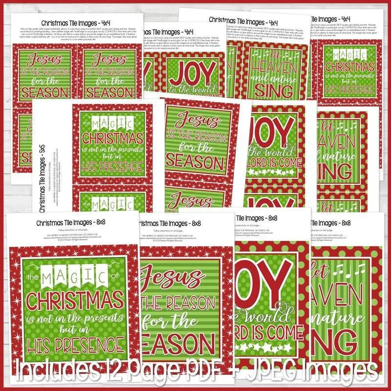 Christmas Tile Art Set PRINTABLE {Clearance}