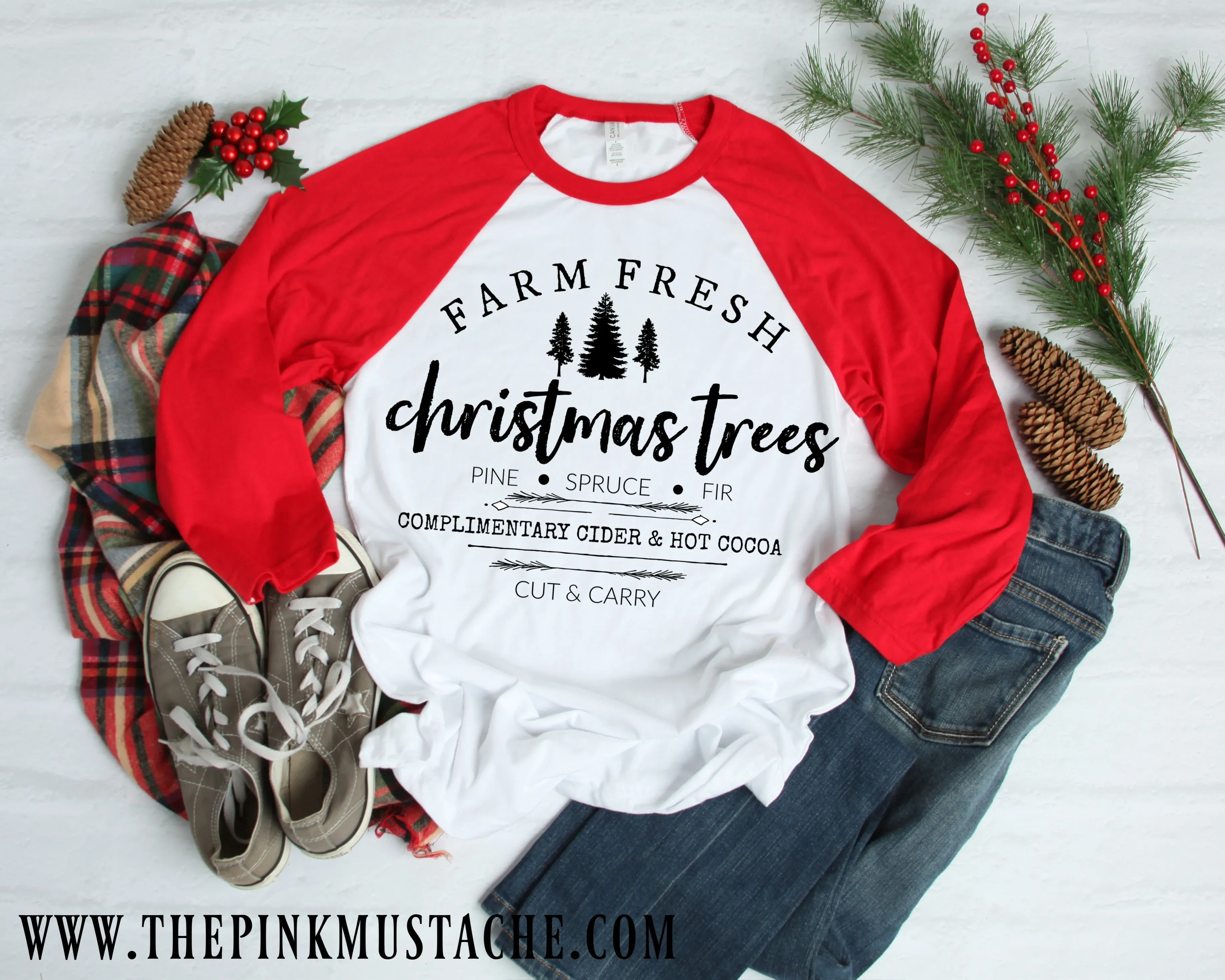 Christmas Tree Farm Tee/ Farm Fresh Christmas Raglan / Youth and Adult sizing