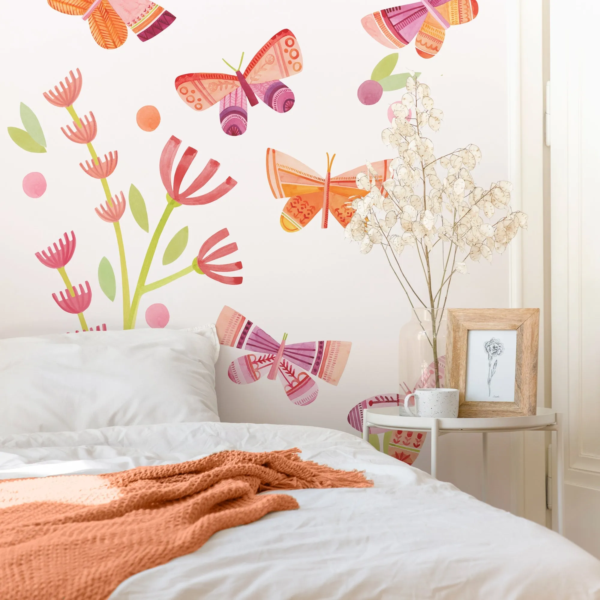 Citrus Blossom Butterfly Garden Wall Decal Set - Medium