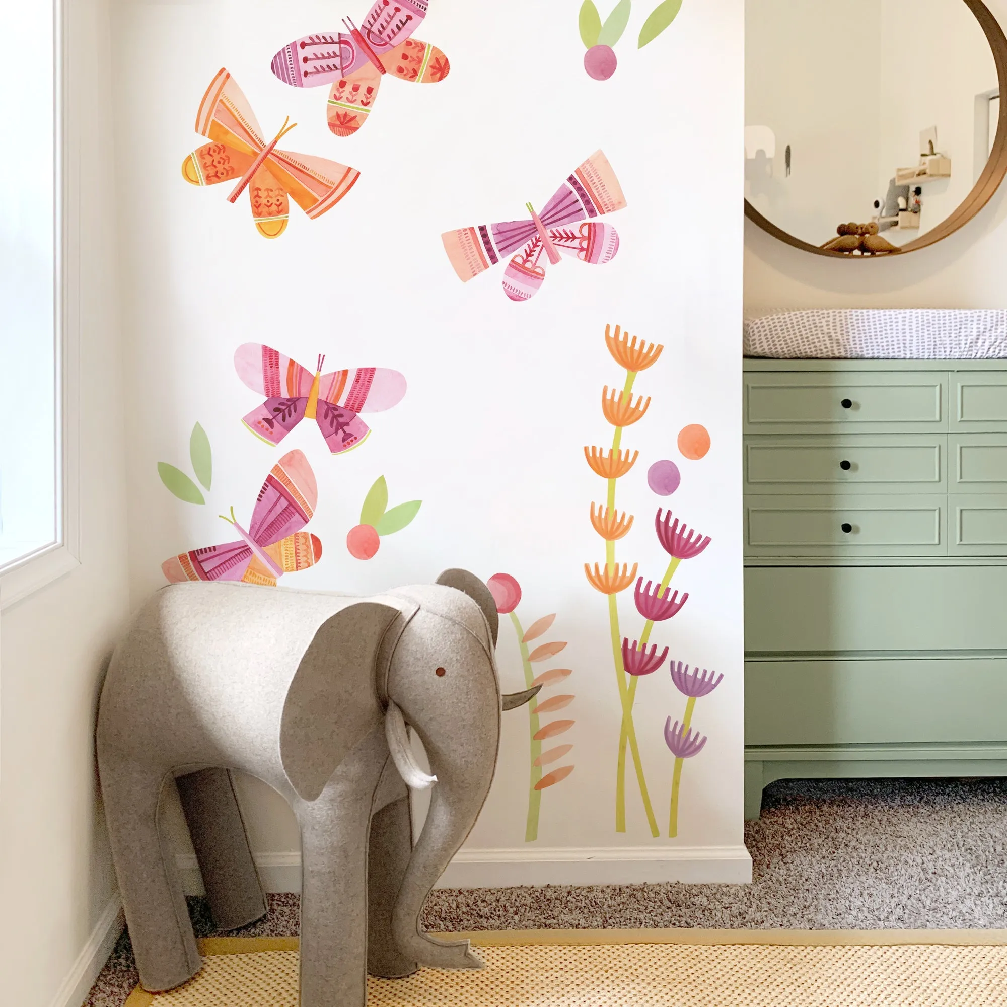 Citrus Blossom Butterfly Garden Wall Decal Set - Medium