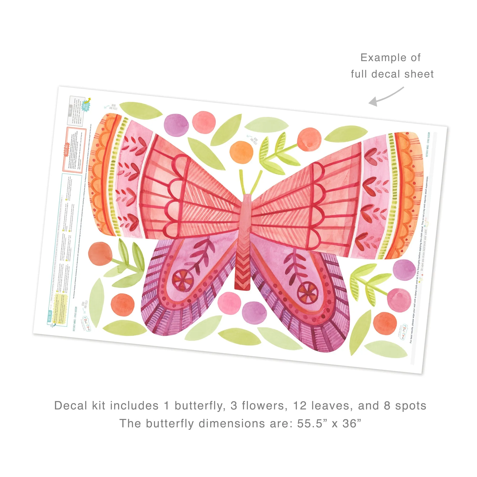 Citrus Blossom Butterfly Wings Wall Decal Set