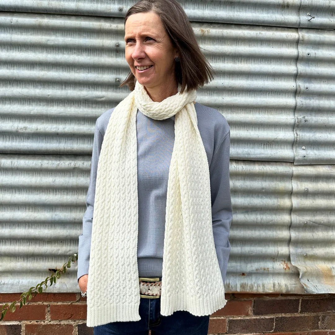 Classer Pure Merino Cable Knit Scarf