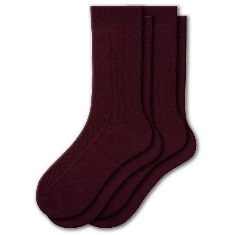 Classic Cable Knit Acrylic Crew Socks 2 pair pack