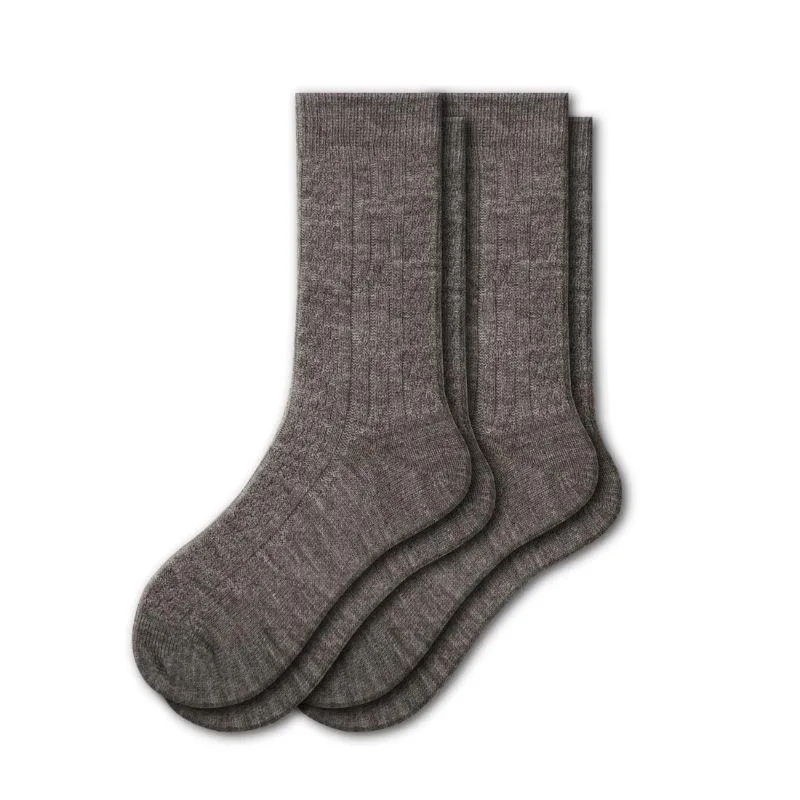 Classic Cable Knit Acrylic Crew Socks 2 pair pack