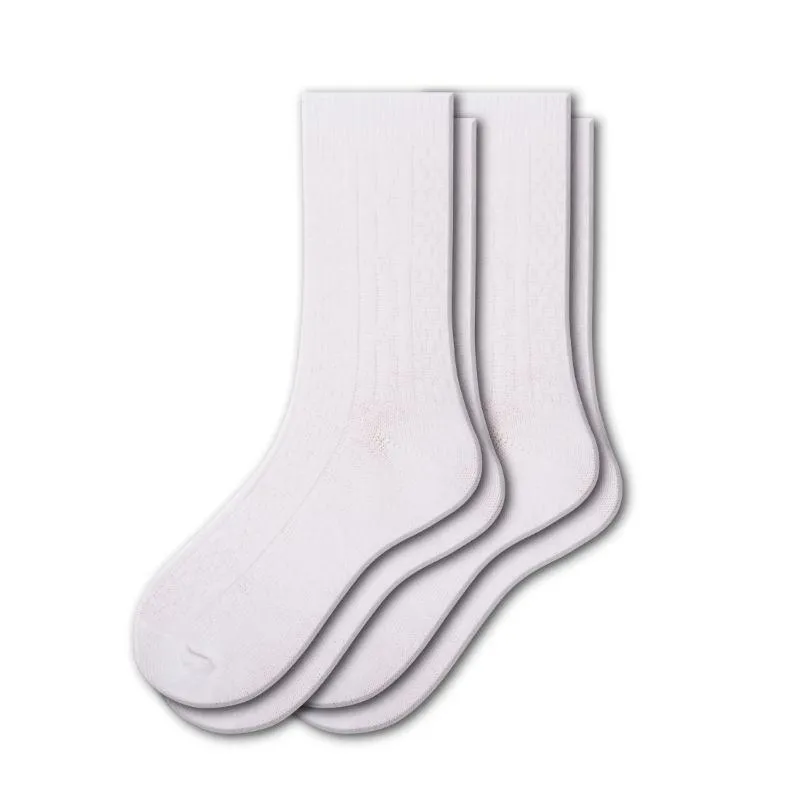 Classic Cable Knit Acrylic Crew Socks 2 pair pack