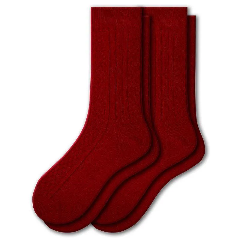 Classic Cable Knit Acrylic Crew Socks 2 pair pack