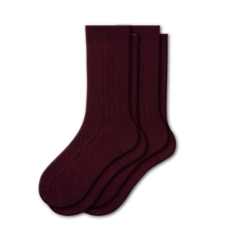 Classic Cable Knit Acrylic Crew Socks 2 pair pack