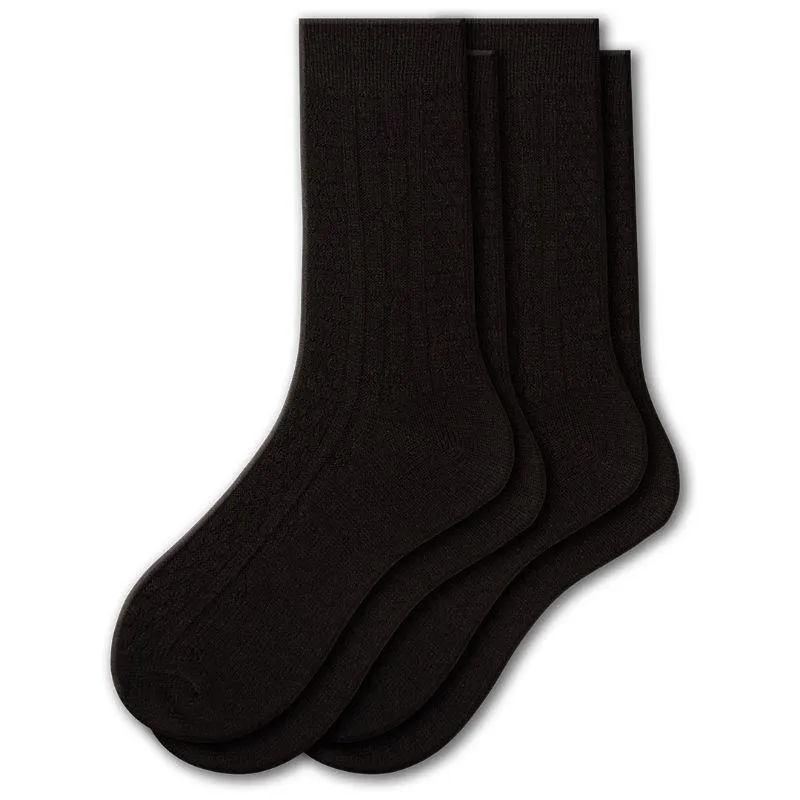 Classic Cable Knit Acrylic Crew Socks 2 pair pack