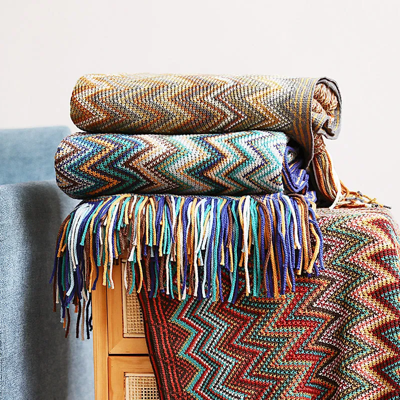 Colorful Crochet Chevron Throw Blanket