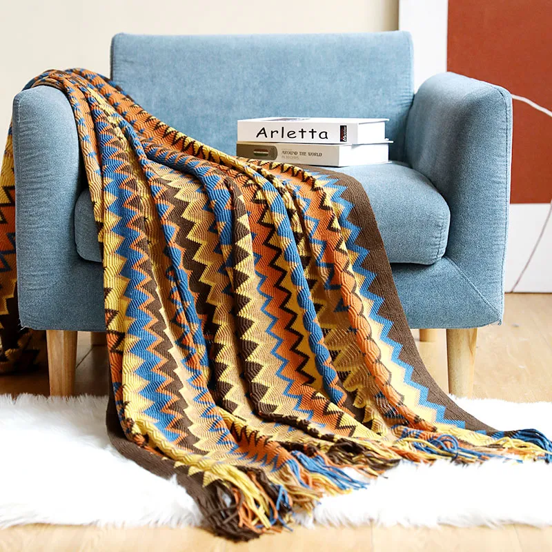 Colorful Crochet Chevron Throw Blanket