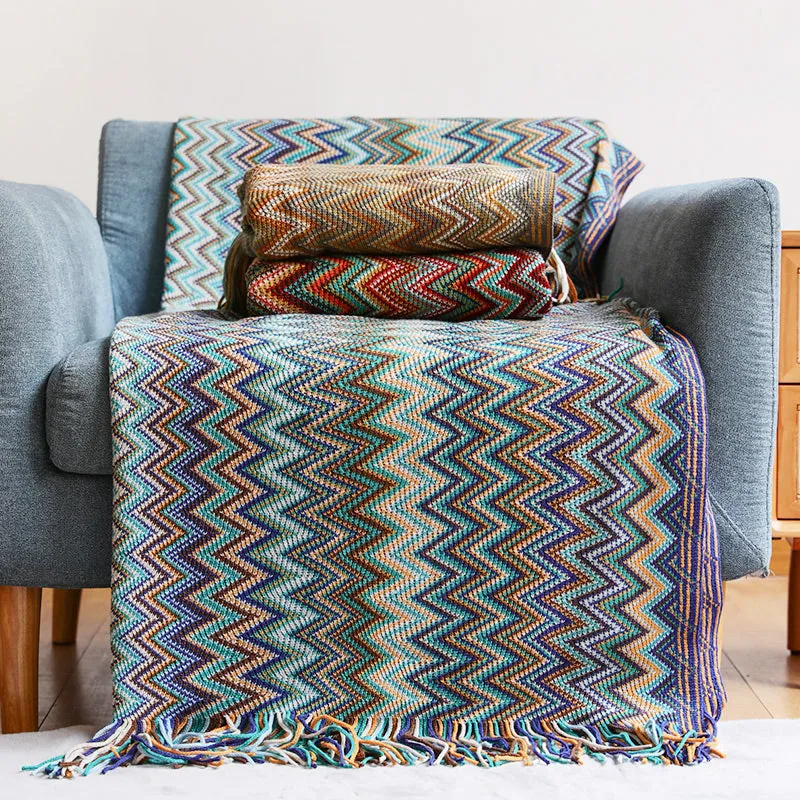 Colorful Crochet Chevron Throw Blanket