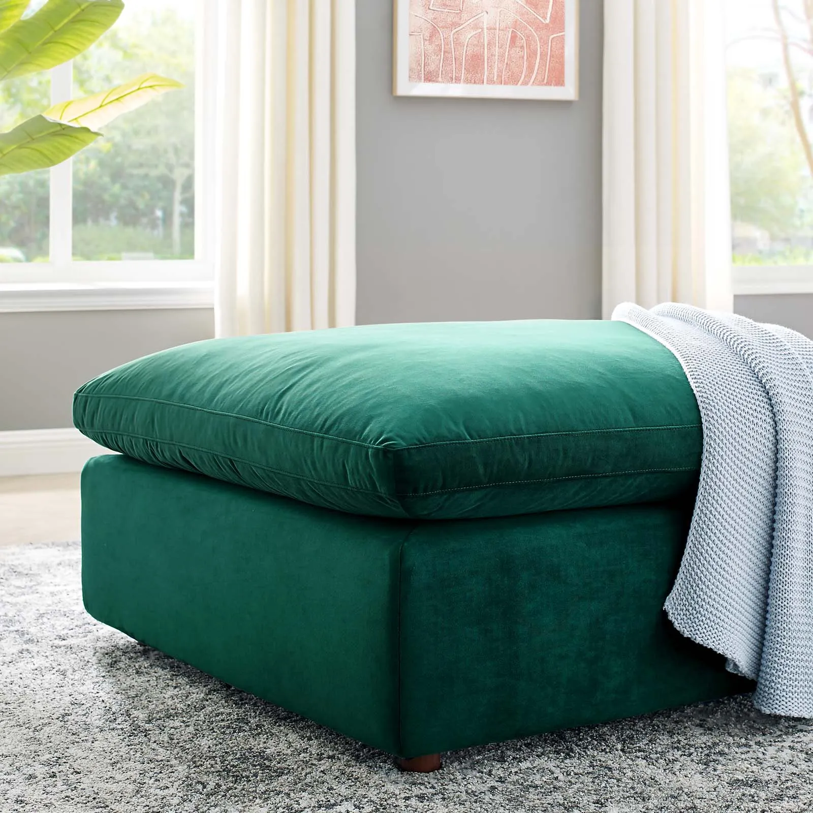 Commix Down Filled Overstuffed Performance Velvet Ottoman