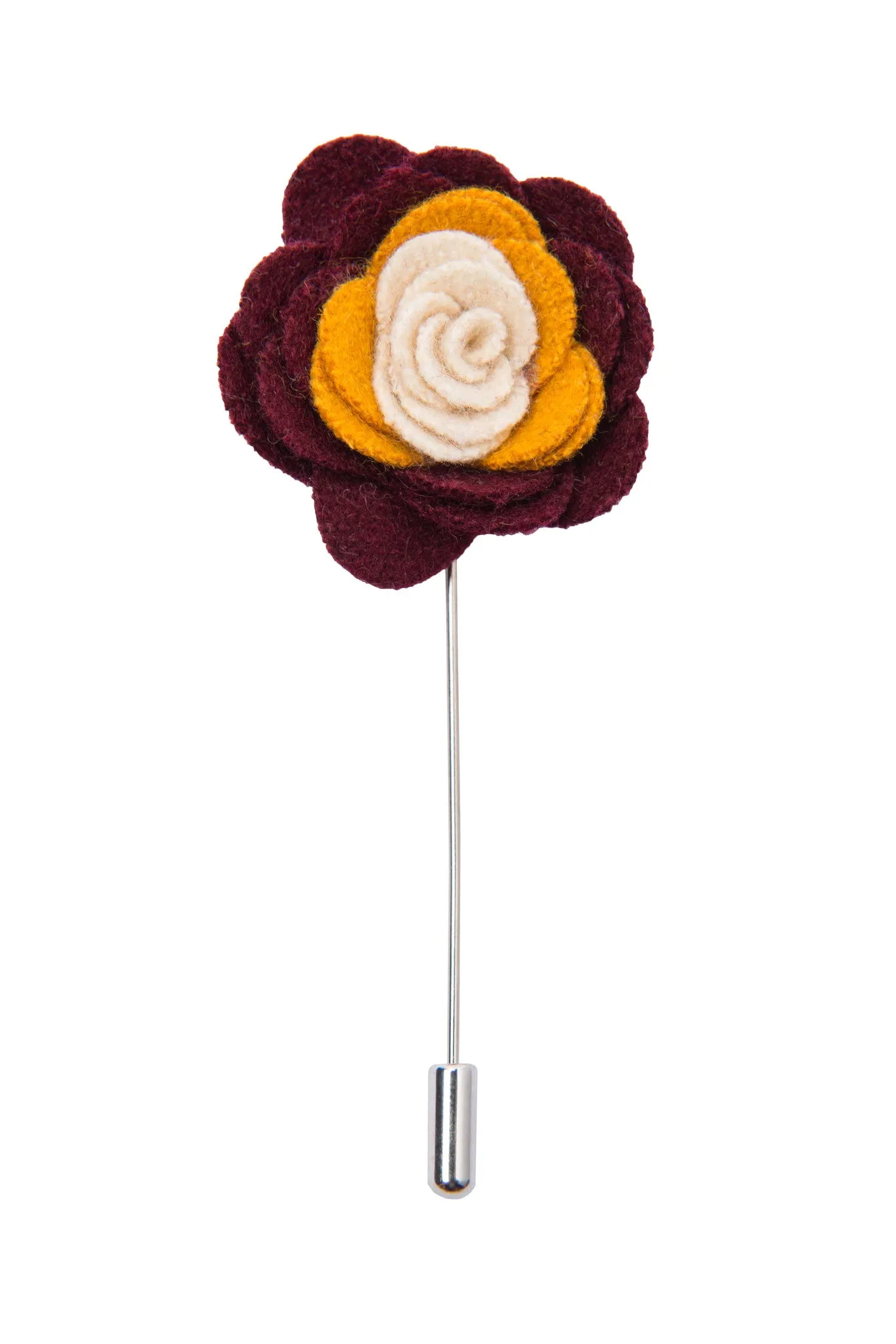 Concord Lapel Flower, Burgundy / Yellow / White