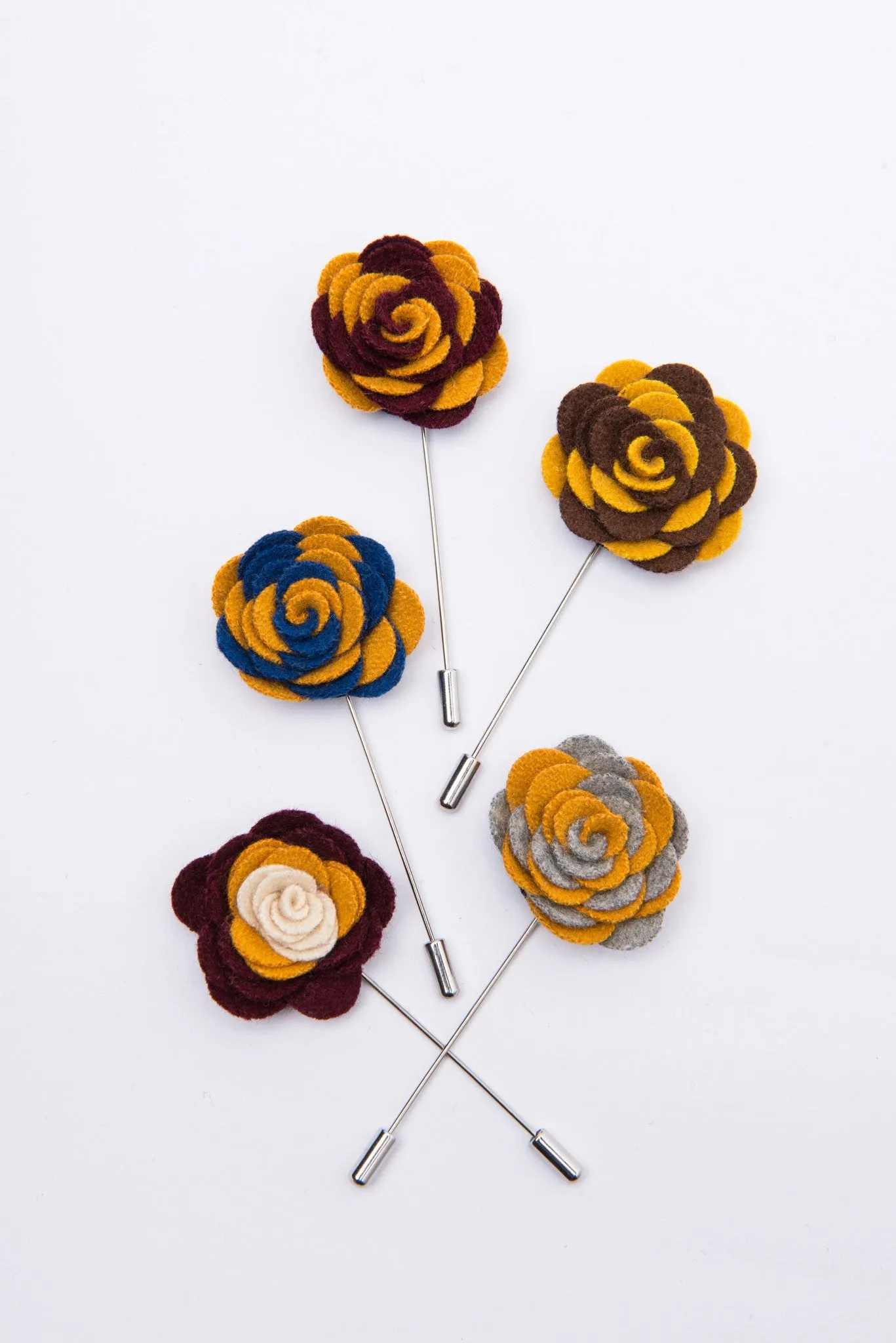 Concord Lapel Flower, Burgundy / Yellow / White