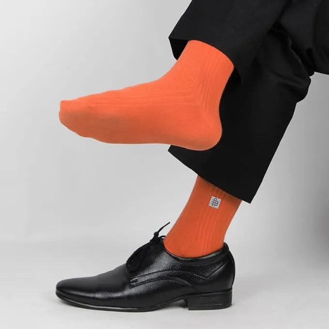 Cosmic Ribbed Formal Socks - Orange