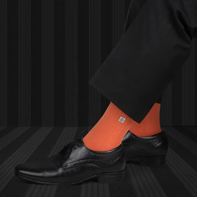 Cosmic Ribbed Formal Socks - Orange